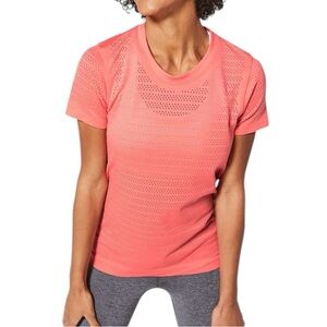 LULULEMON Breeze By Short Sleeve Top Light Coral Perforated Women's Top Size 6